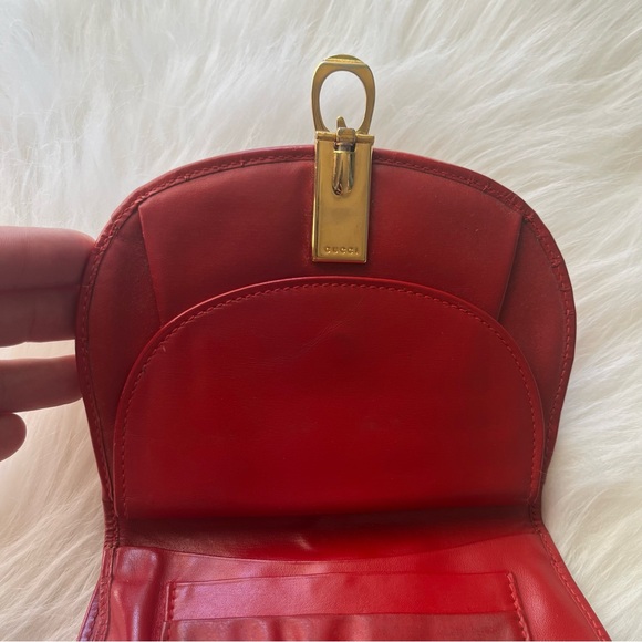 Vintage Gucci Red Leather Dome Lilypad Wallet Small Clutch Rare - Picture 12 of 16